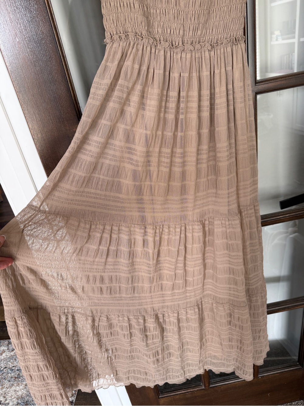 NWT Max Studio Smocked Flutter Sleeve Maxi Dress - Mocha XS - Picture 4 of 4